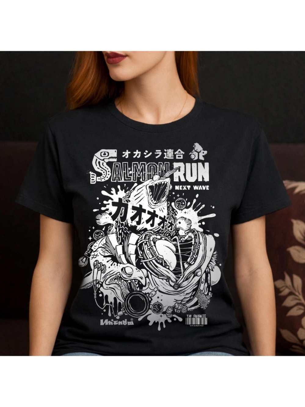 Black Graphic Salmon Run Tee